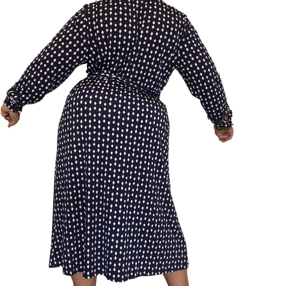 ELOQUII Elements Women's Plus Size Diamond Print Midi Tie Waist Shirt Dress - Picture 8 of 12